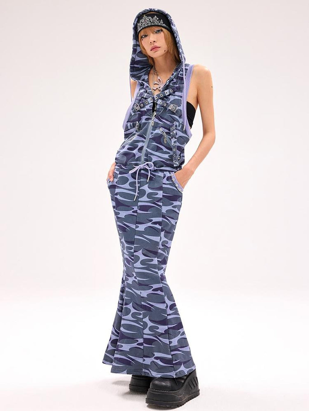 Camo Squid Print Fishtail Skirt