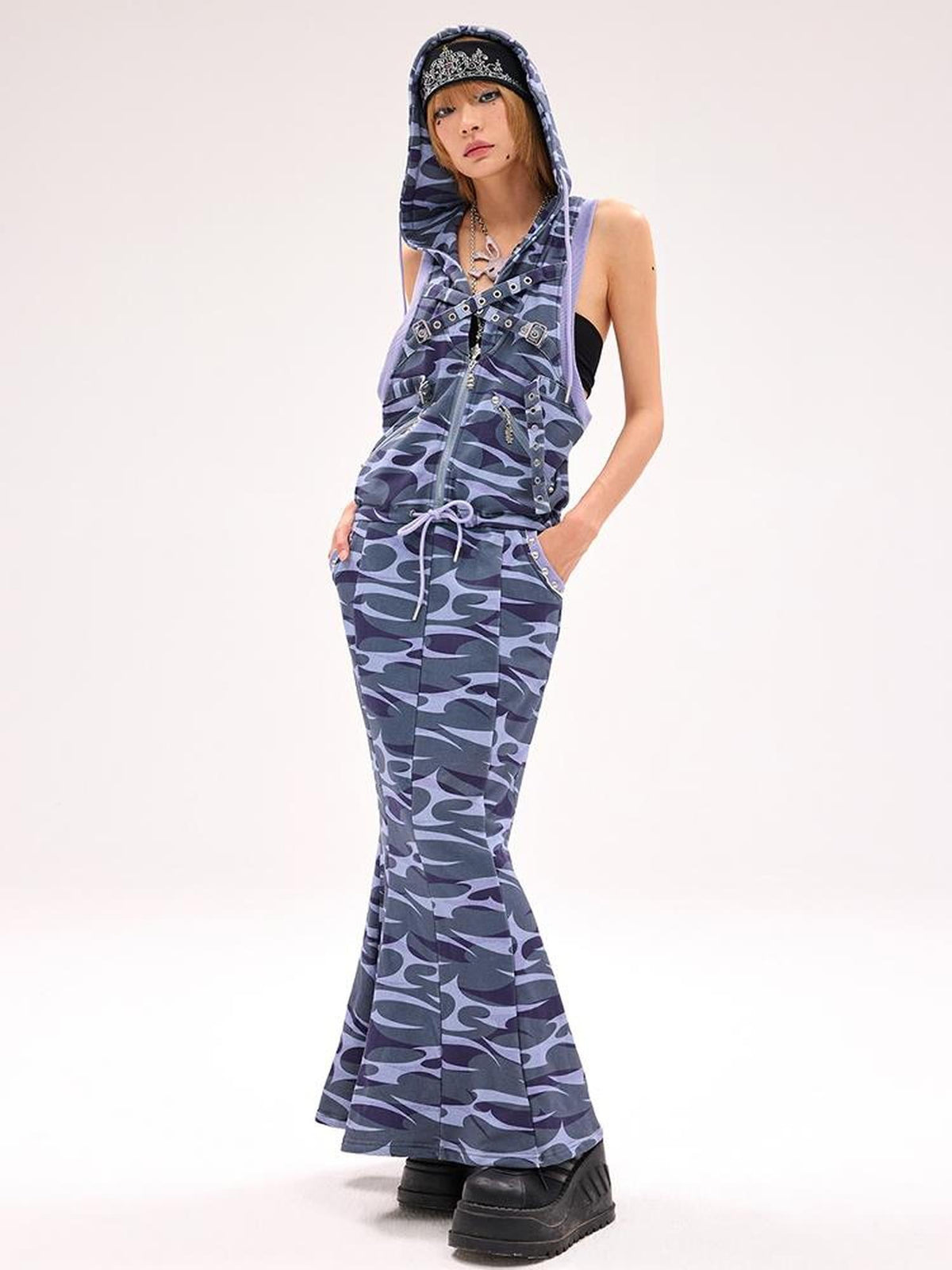 Camo Squid Print Fishtail Skirt