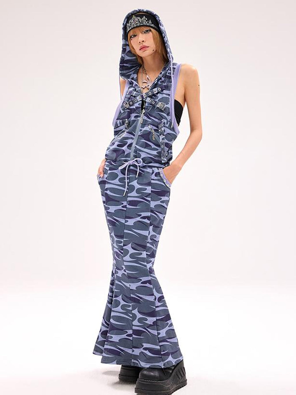 Camo Squid Print Fishtail Skirt