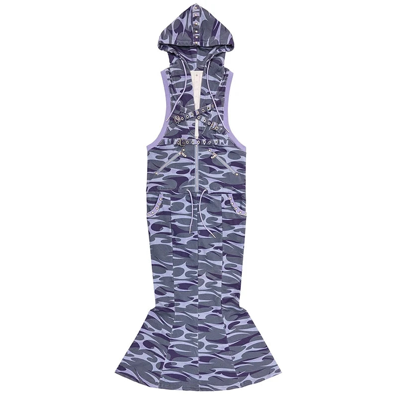 Camo Squid Print Fishtail Skirt