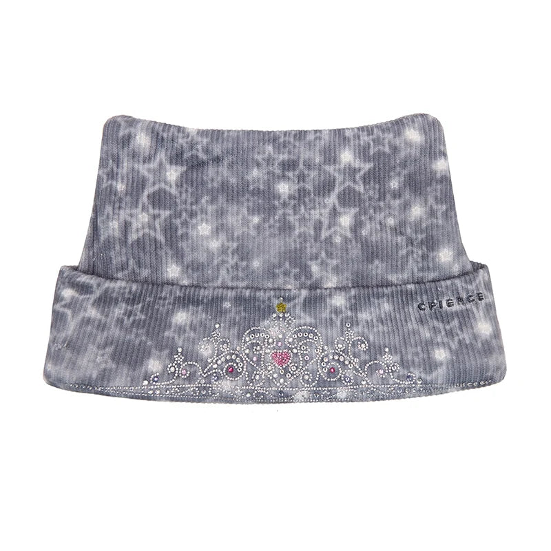 Crown Crystal Embellished Knit Beanie