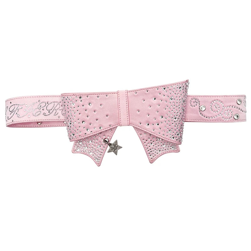 Crystal Bow Studded Belt Adjustable