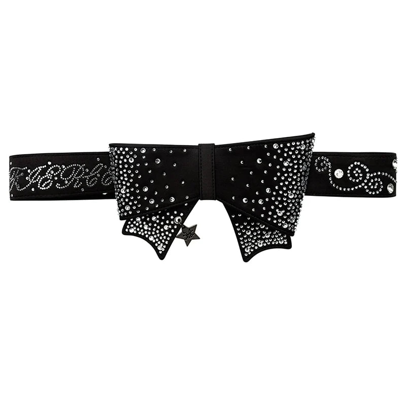 Crystal Bow Studded Belt Adjustable