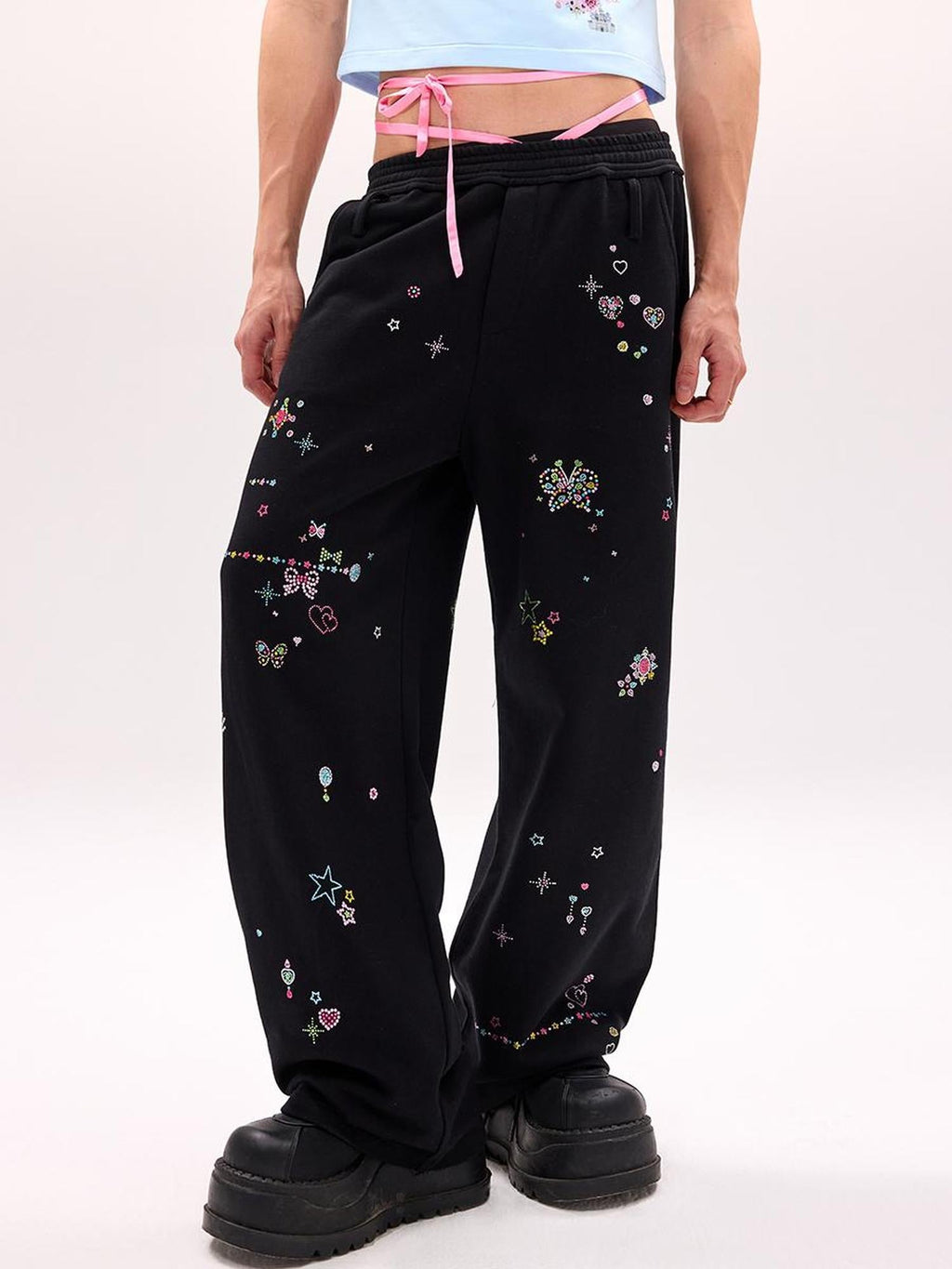 Crystal Embellished Cotton Sweatpants