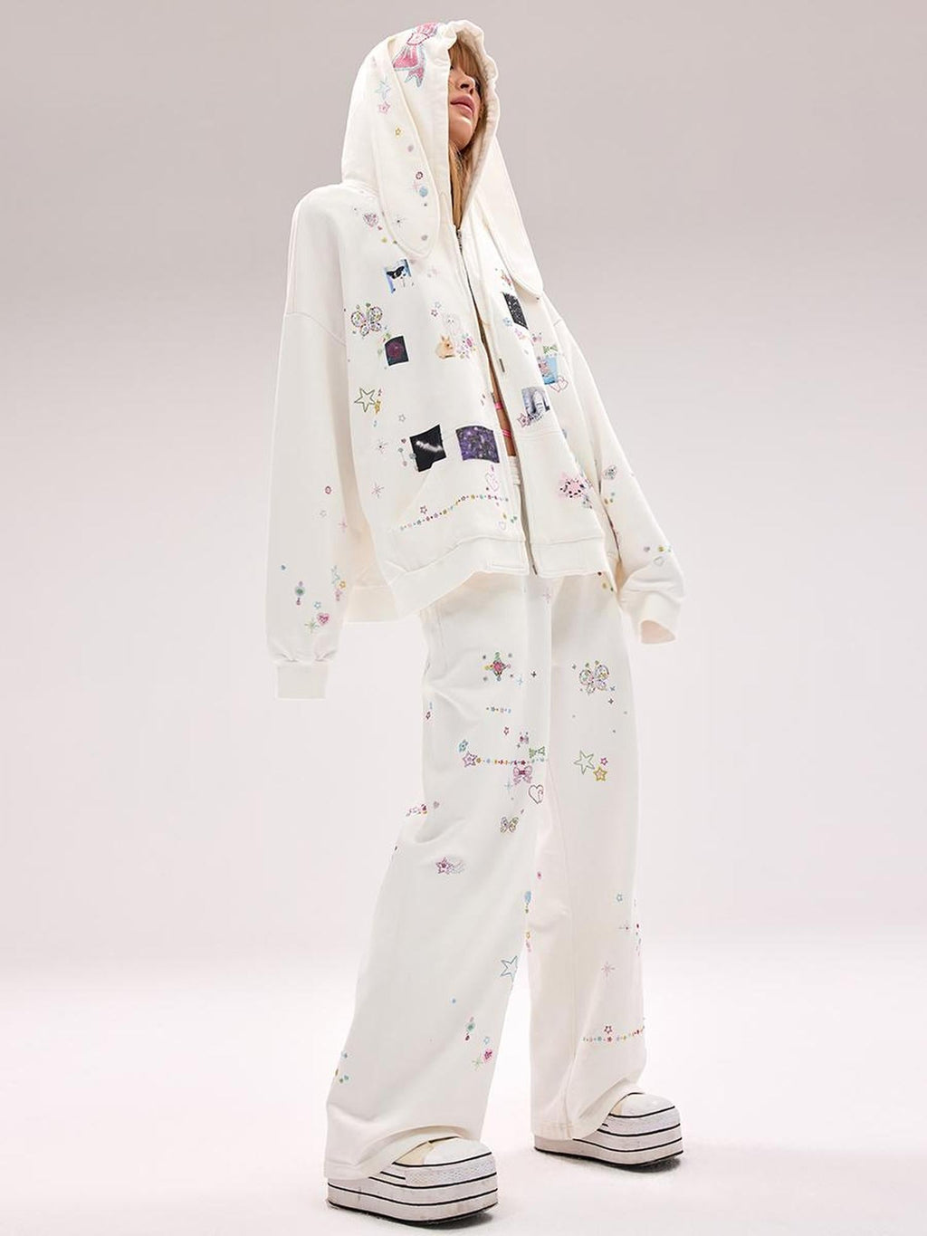 Crystal Embellished Cotton Sweatpants