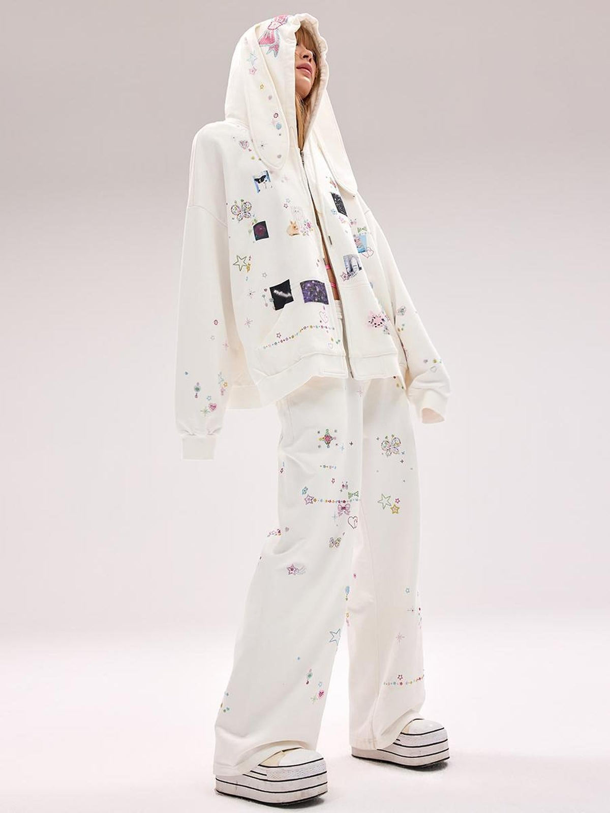 Crystal Embellished Cotton Sweatpants