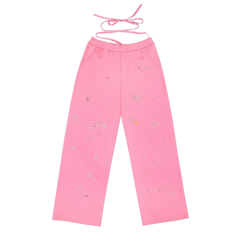 Crystal Embellished Cotton Sweatpants
