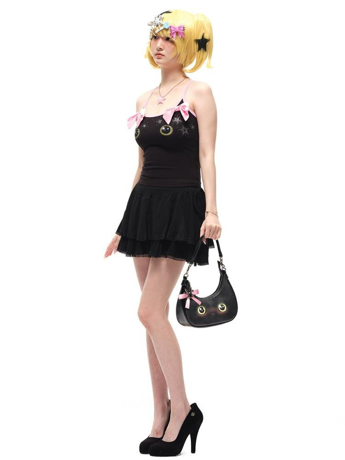 Cute Cat Head Crescent Cartoon Sweet Cool Women's Cross Body Bags