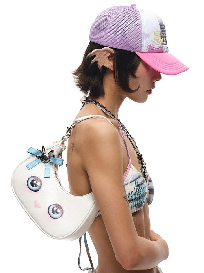 Cute Cat Head Crescent Cartoon Sweet Cool Women's Cross Body Bags