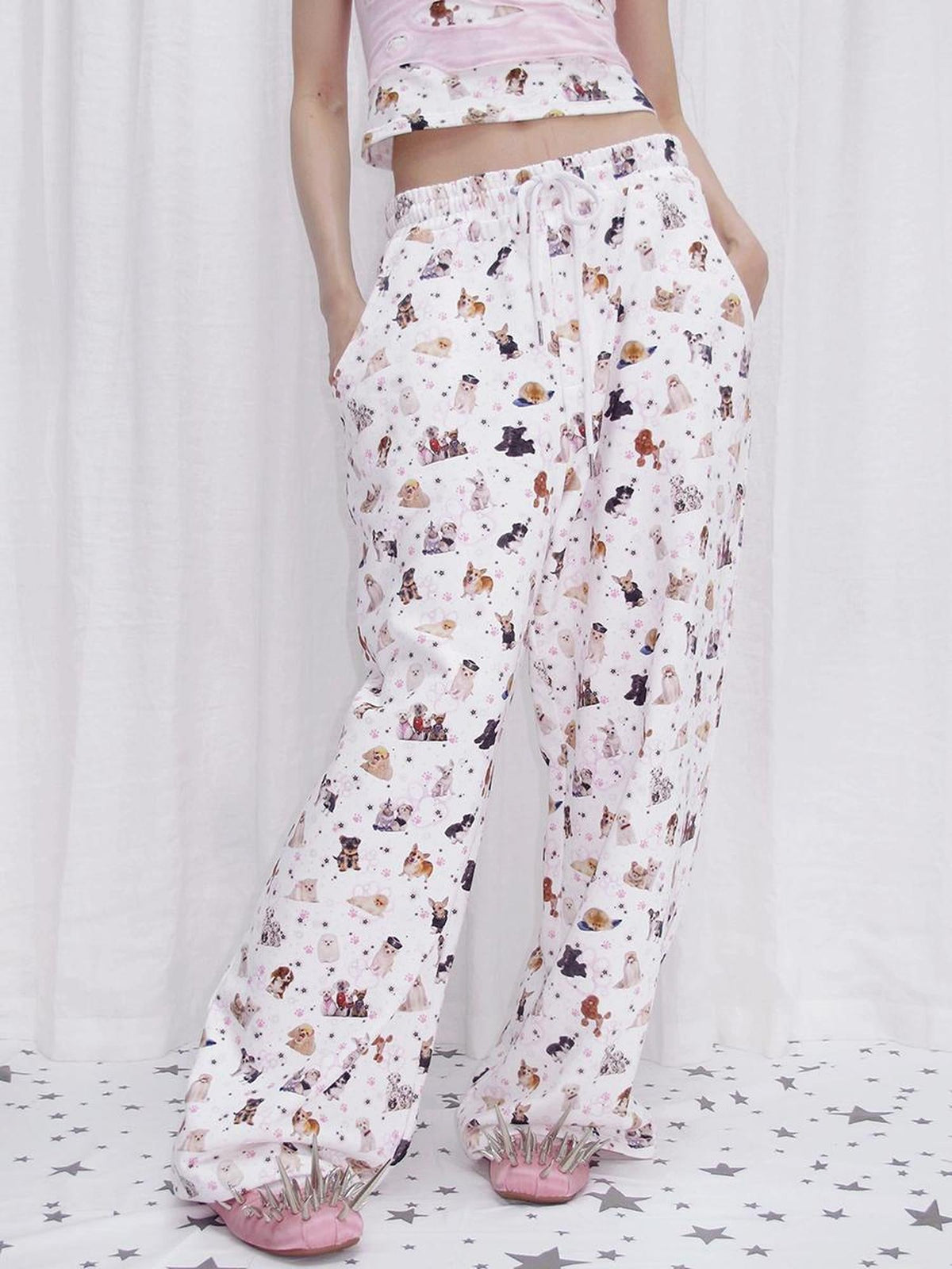 Dog Print Sweatpants With Size Chart And Care Guide