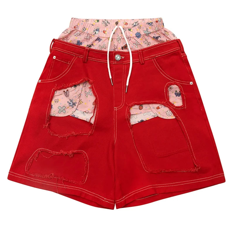 Fierce Ripped Denim Shorts With Detailing