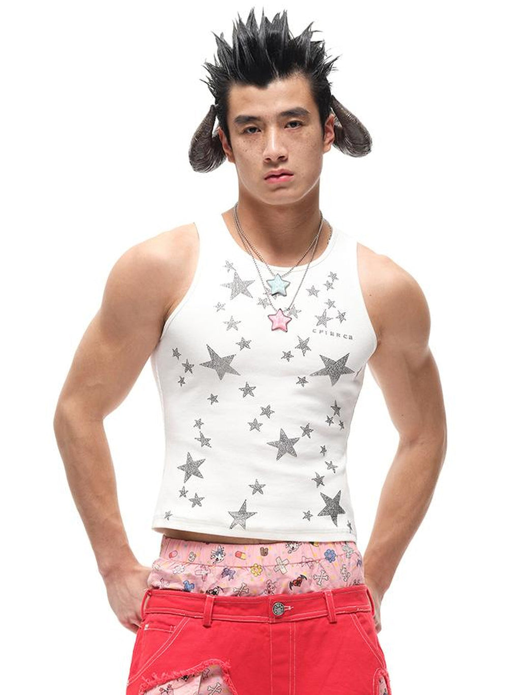 Fierce Star Rhinestone Ribbed Vest