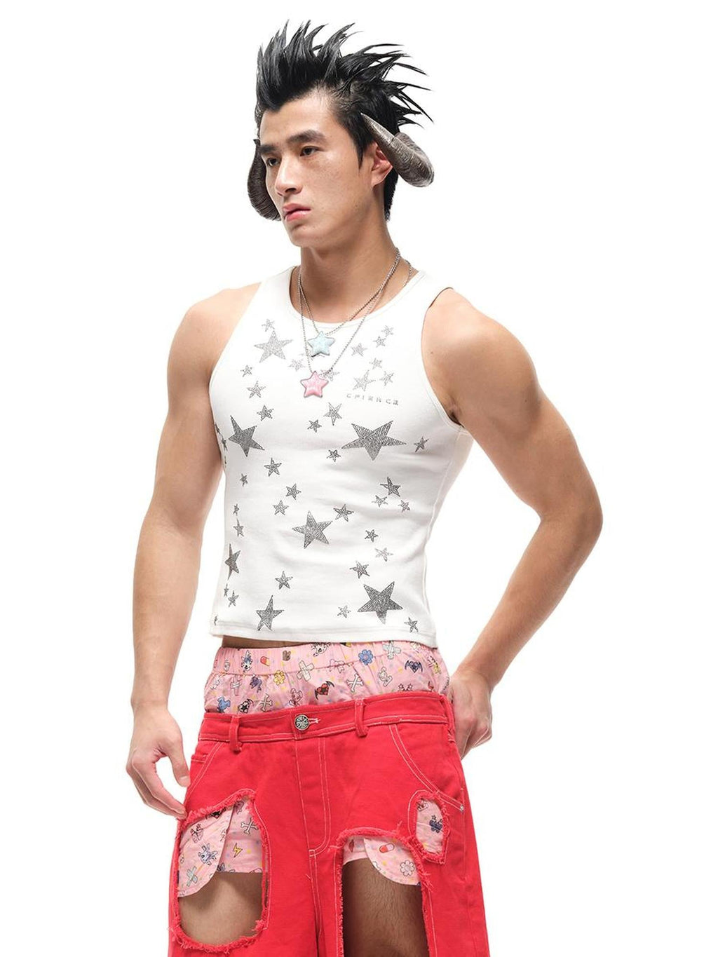 Fierce Star Rhinestone Ribbed Vest