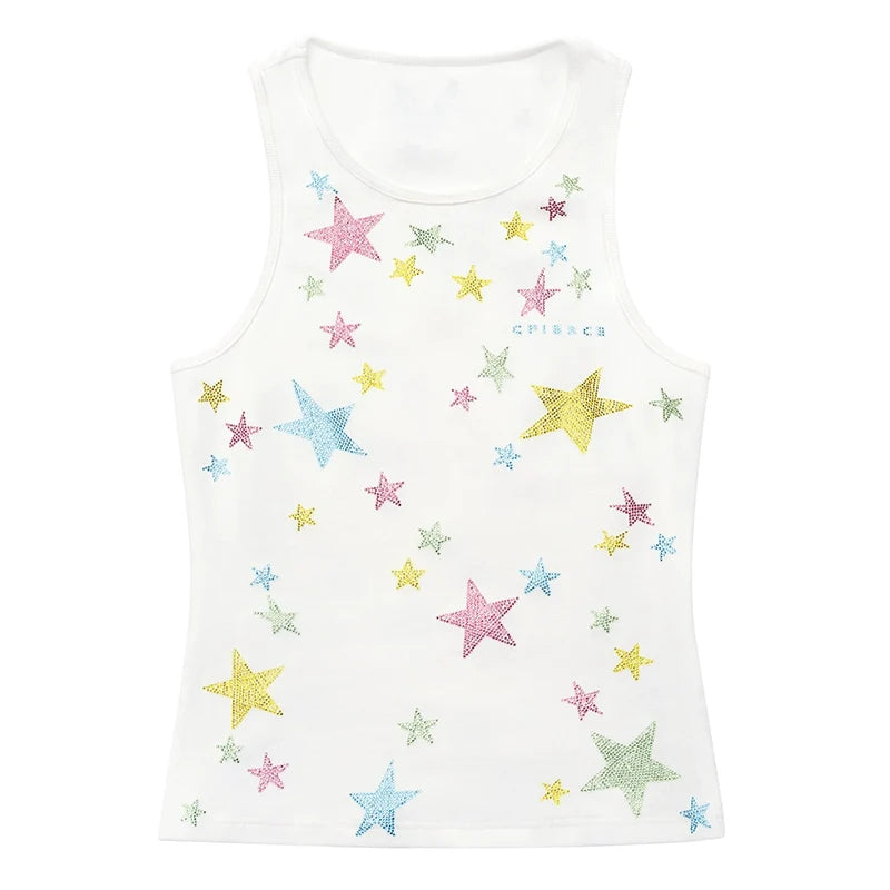 Fierce Star Rhinestone Ribbed Vest