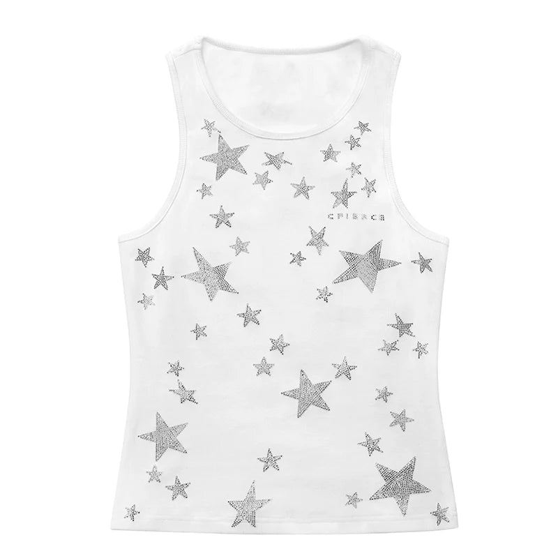 Fierce Star Rhinestone Ribbed Vest