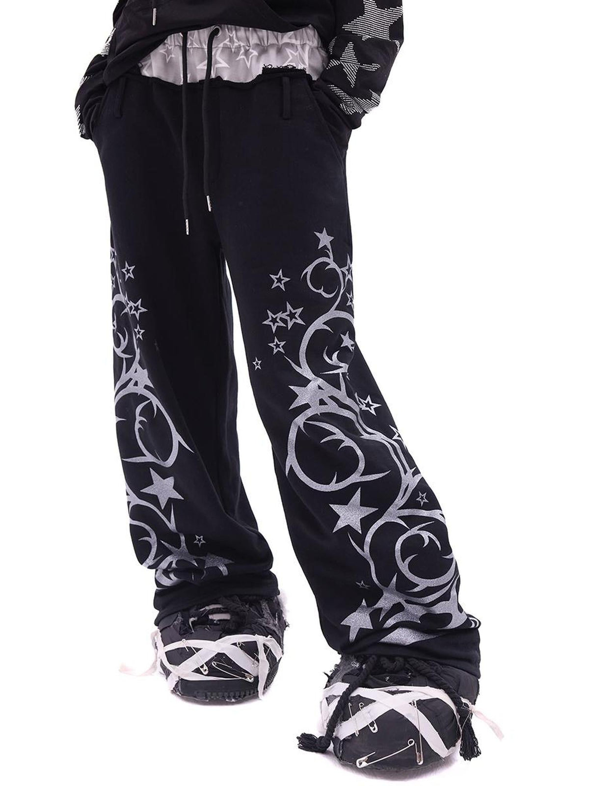 Flash Print Joggers With Glitter Accent