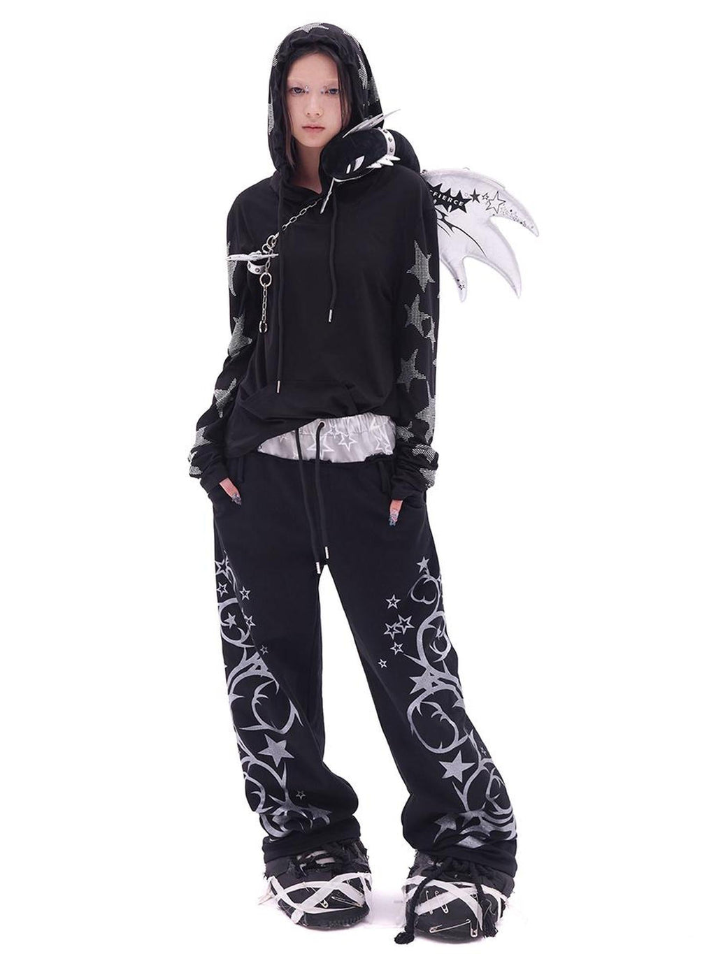 Flash Print Joggers With Glitter Accent