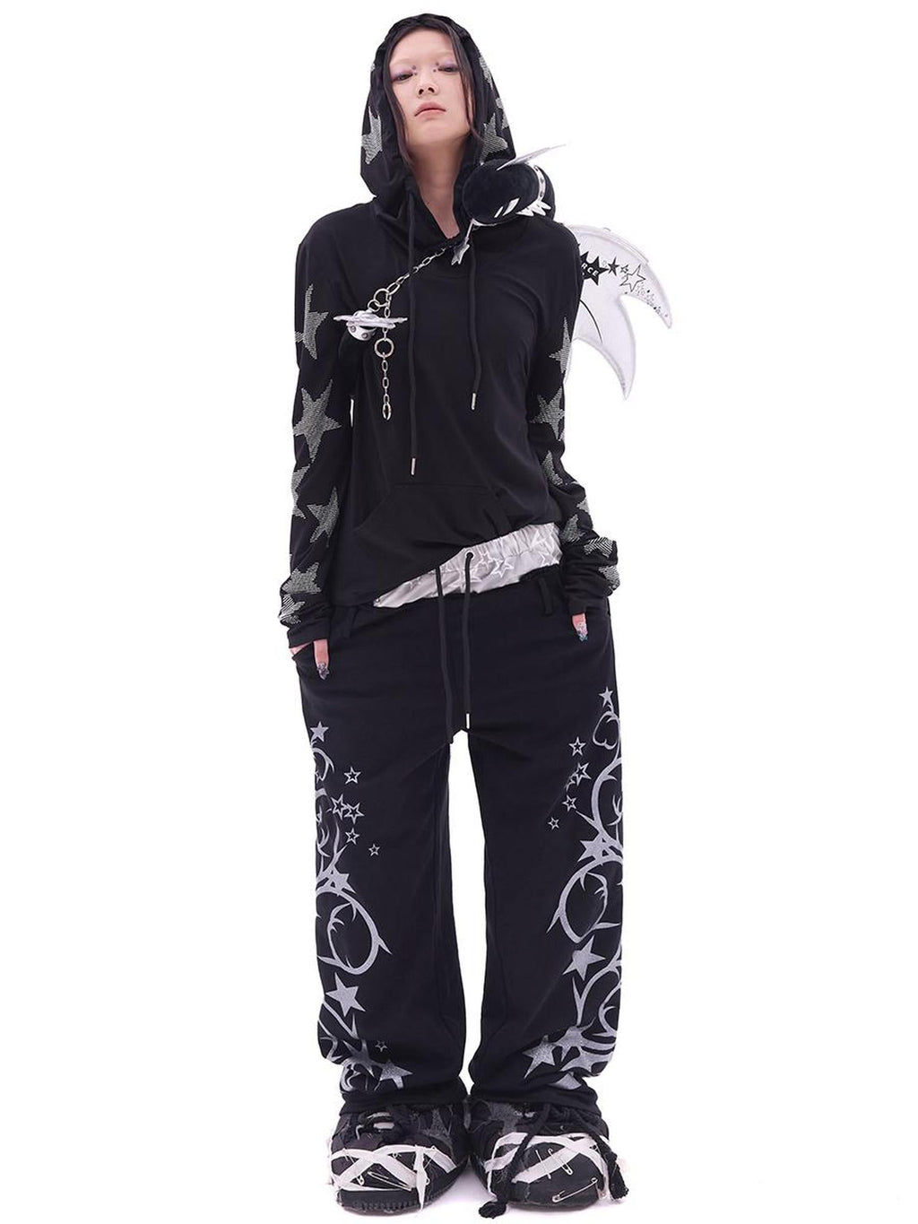 Flash Print Joggers With Glitter Accent