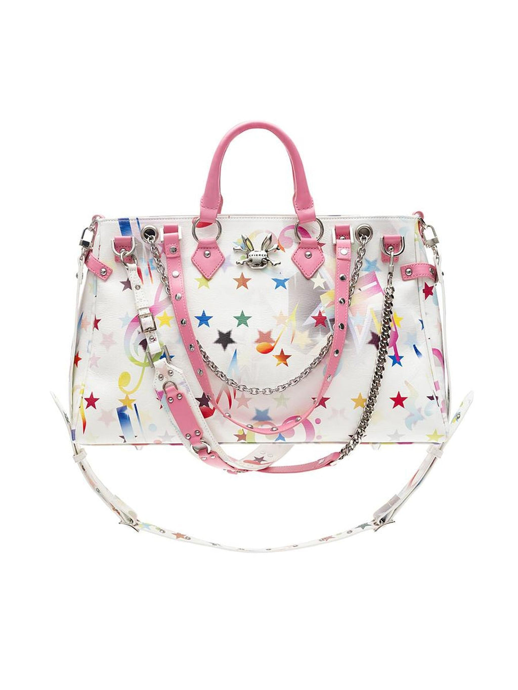 Note-Print Multi-Pocket Shoulder Bag
