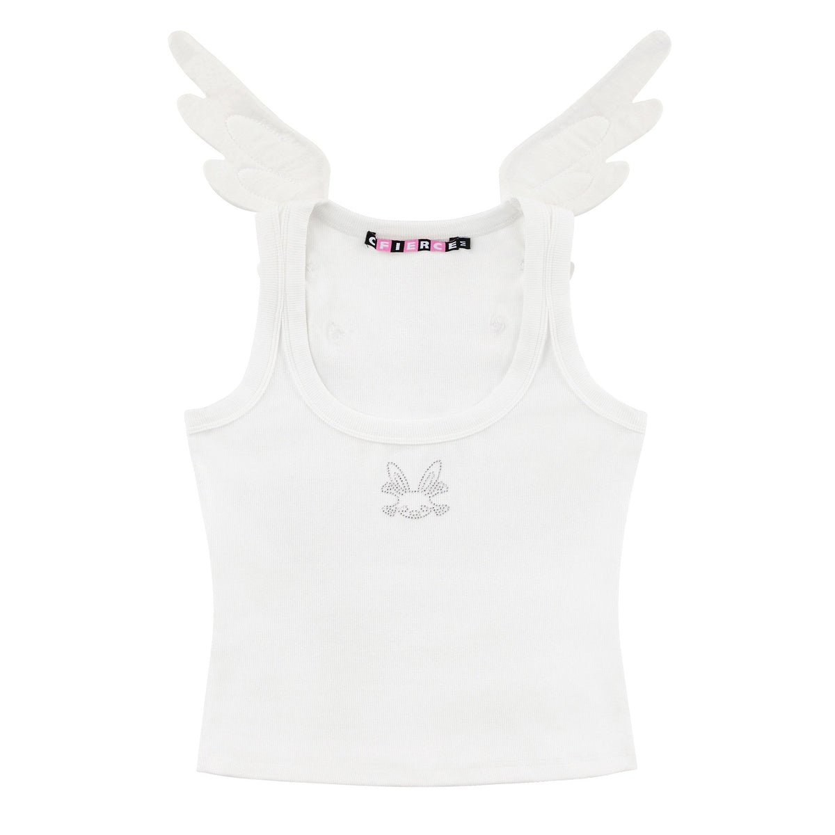 Rhinestone Embellished Angel Wing Back Women'S Viscose Cotton Blend Tank Tops
