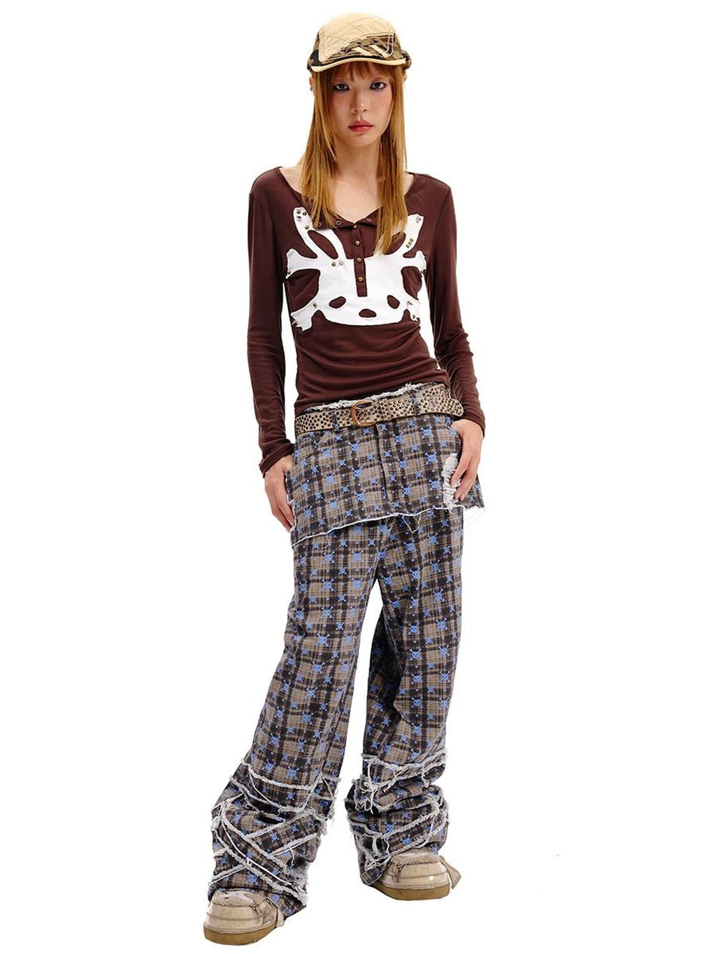 Skull Checkered Kilted Skirt