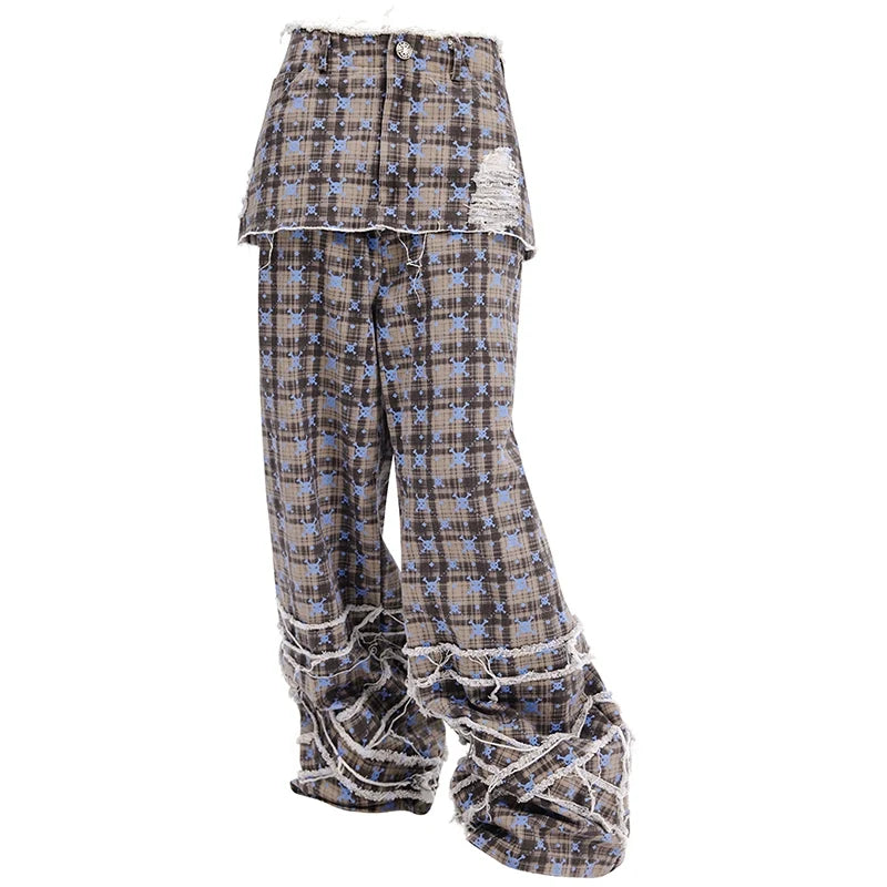Skull Checkered Kilted Skirt