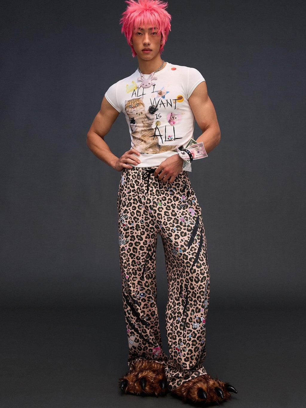 Slogan Cat Print Slim Fit Women'S Cotton Stretch Short Sleeve T-Shirts