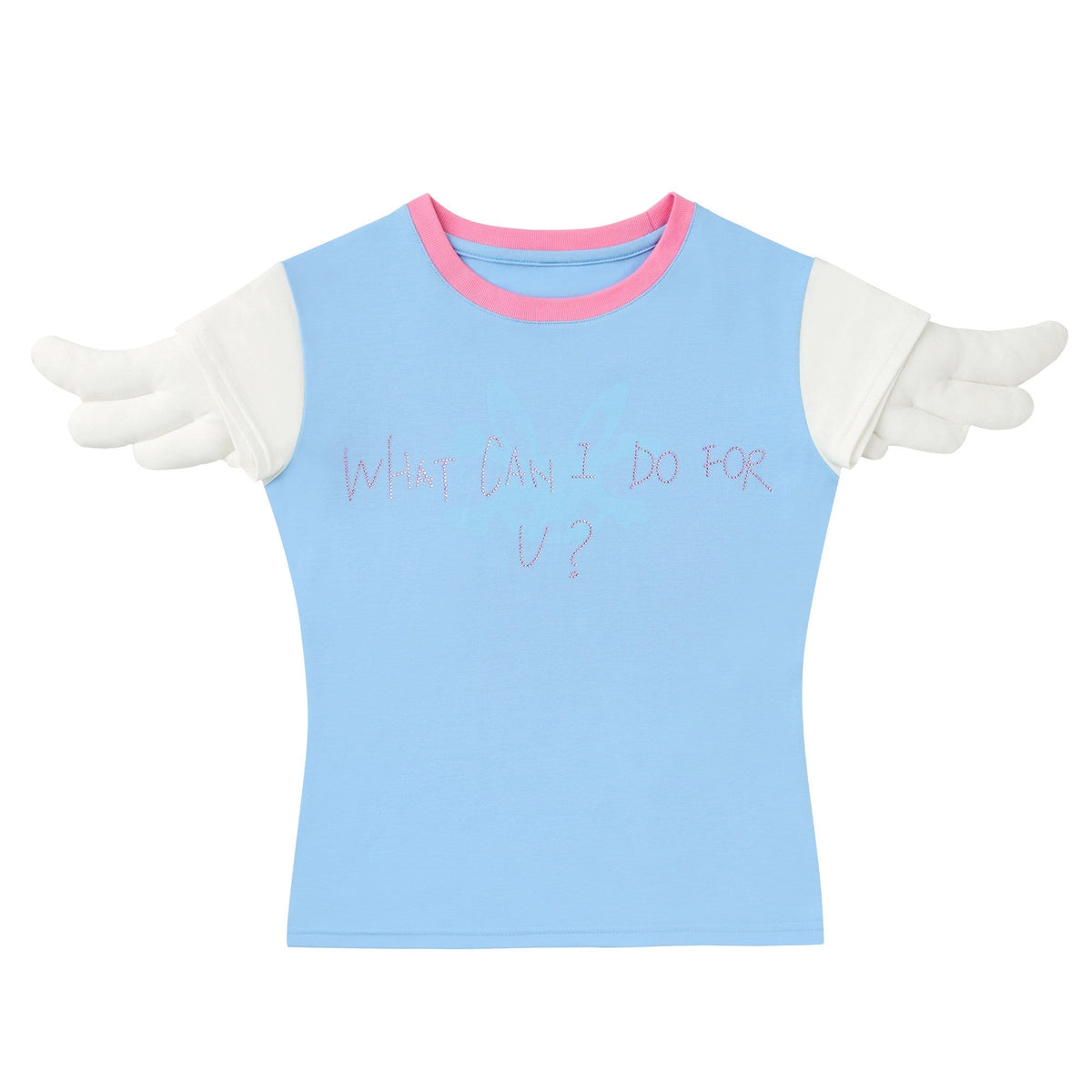 Sparkling Rhinestone Angel Wing Women's Cotton Stretch Baby Tees