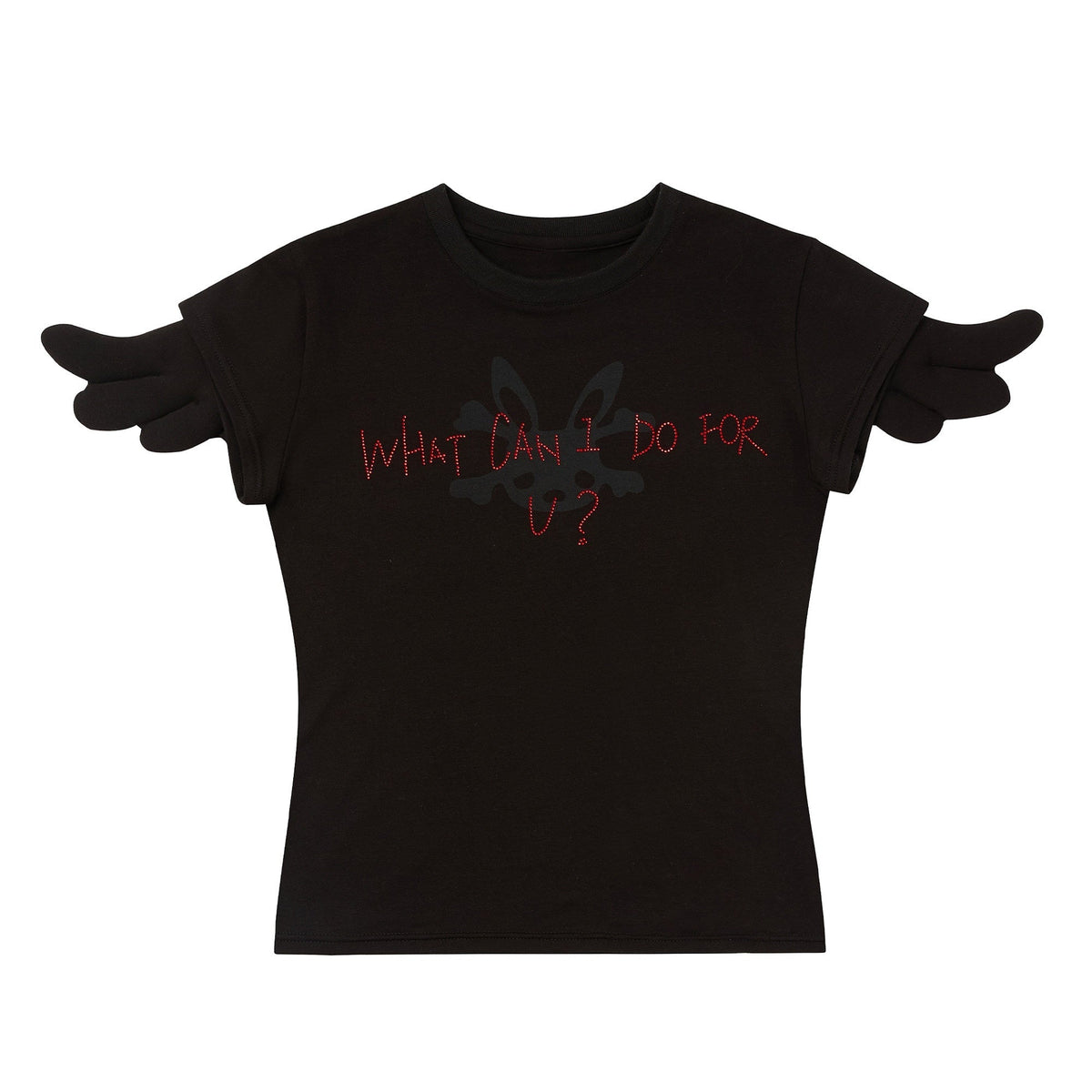 Sparkling Rhinestone Angel Wing Women's Cotton Stretch Baby Tees