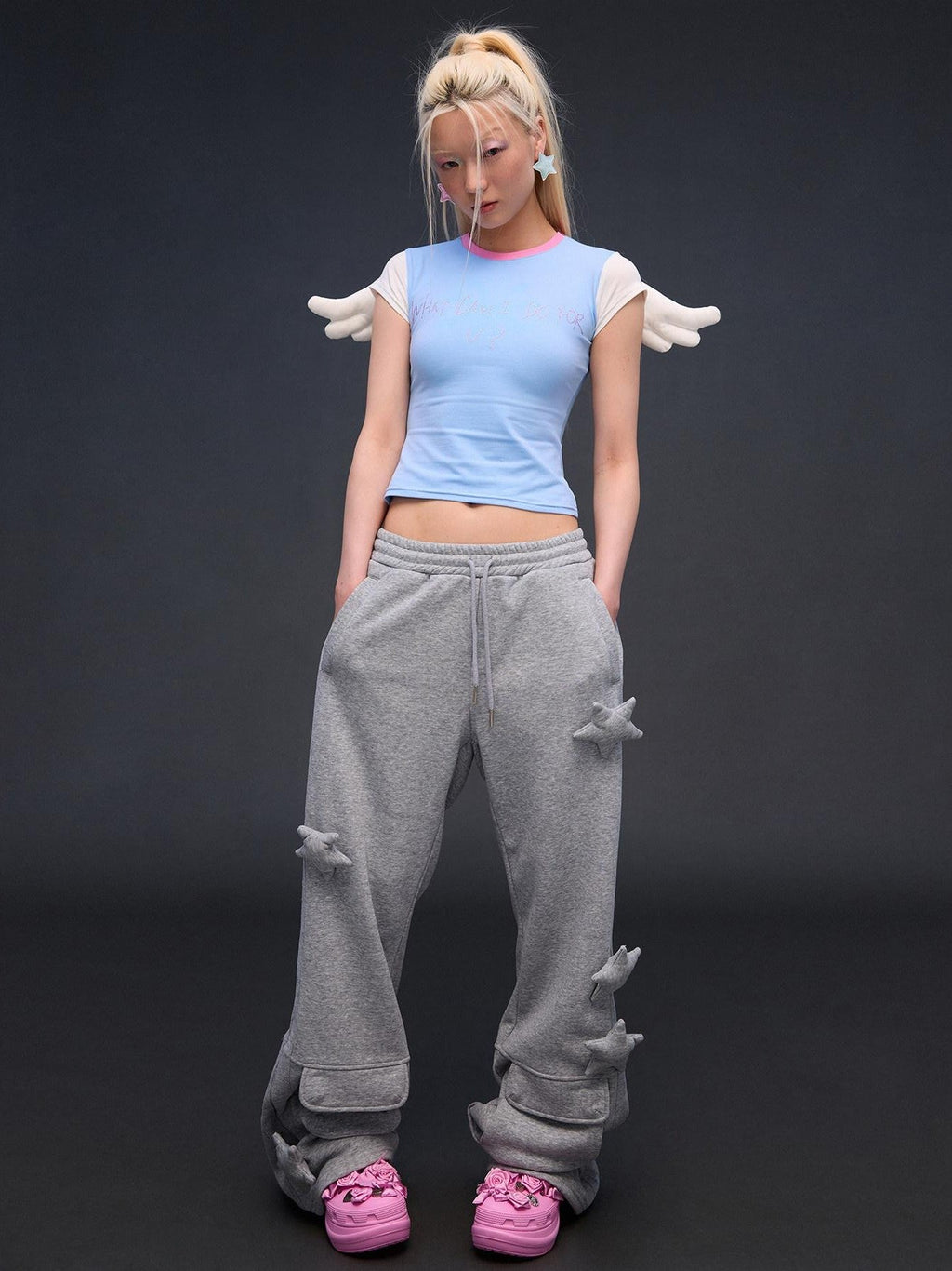 Sparkling Rhinestone Angel Wing Women's Cotton Stretch Baby Tees