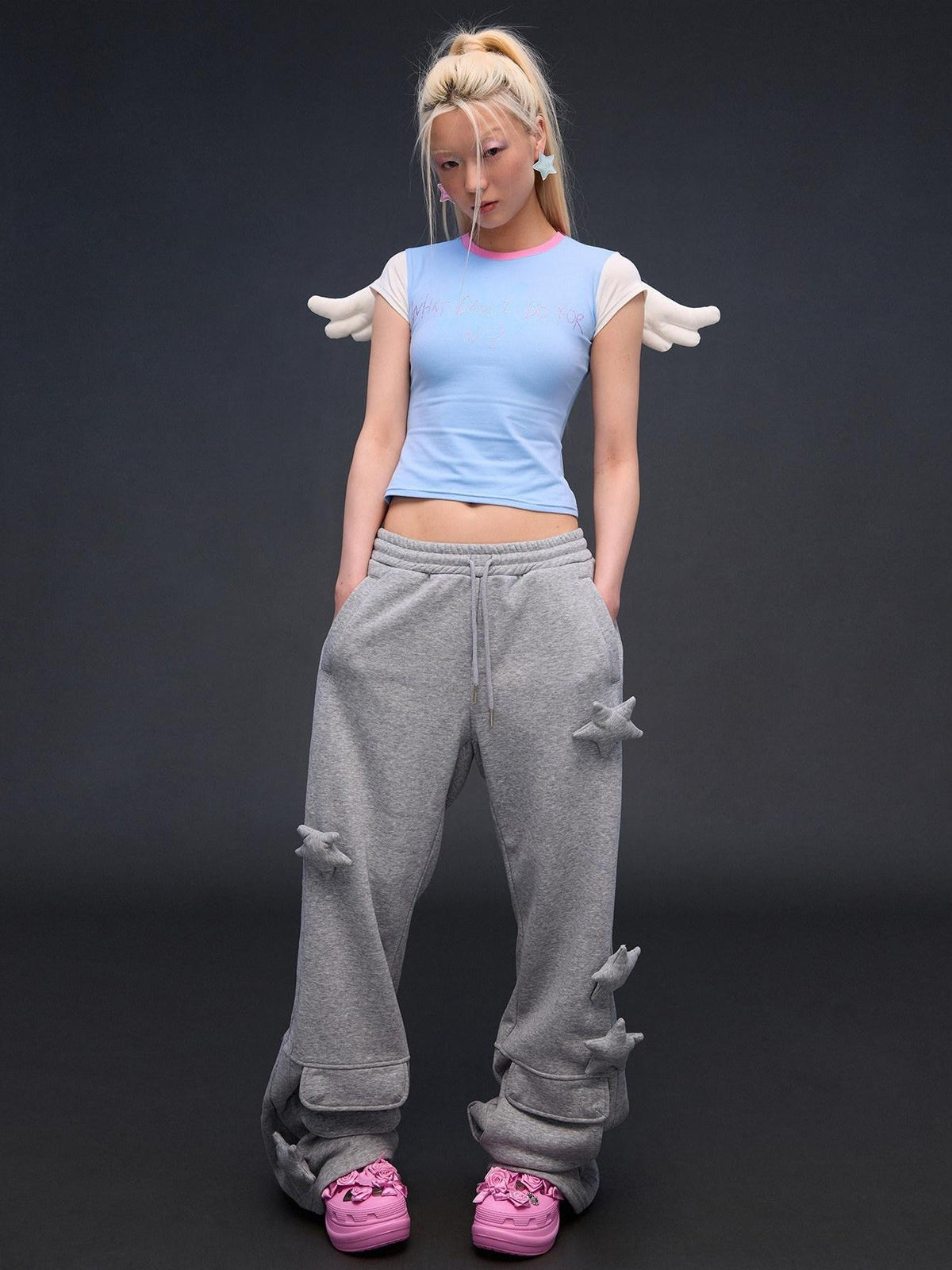 Sparkling Rhinestone Angel Wing Women's Cotton Stretch Baby Tees