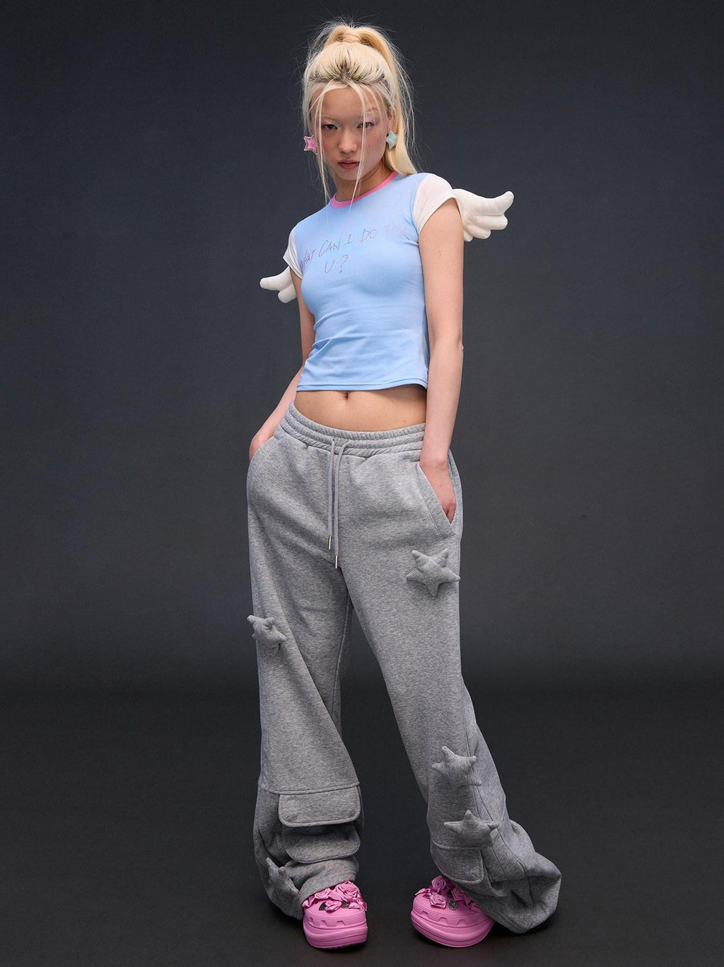 Sparkling Rhinestone Angel Wing Women's Cotton Stretch Baby Tees