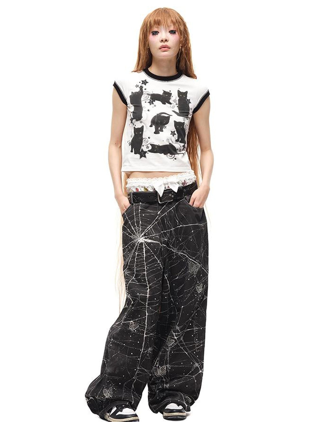 Spider Butterfly Rhinestone Denim Jeans