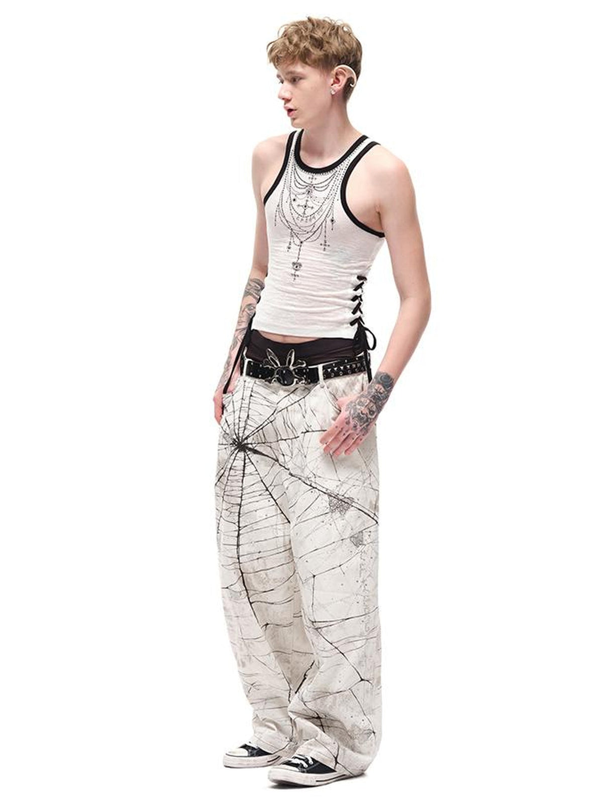 Spider Butterfly Rhinestone Denim Jeans