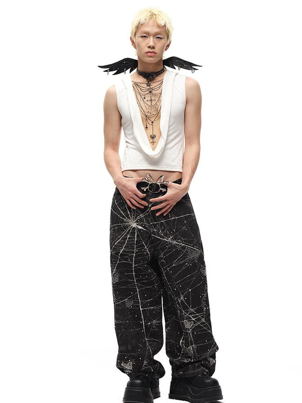 Spider Butterfly Rhinestone Denim Jeans
