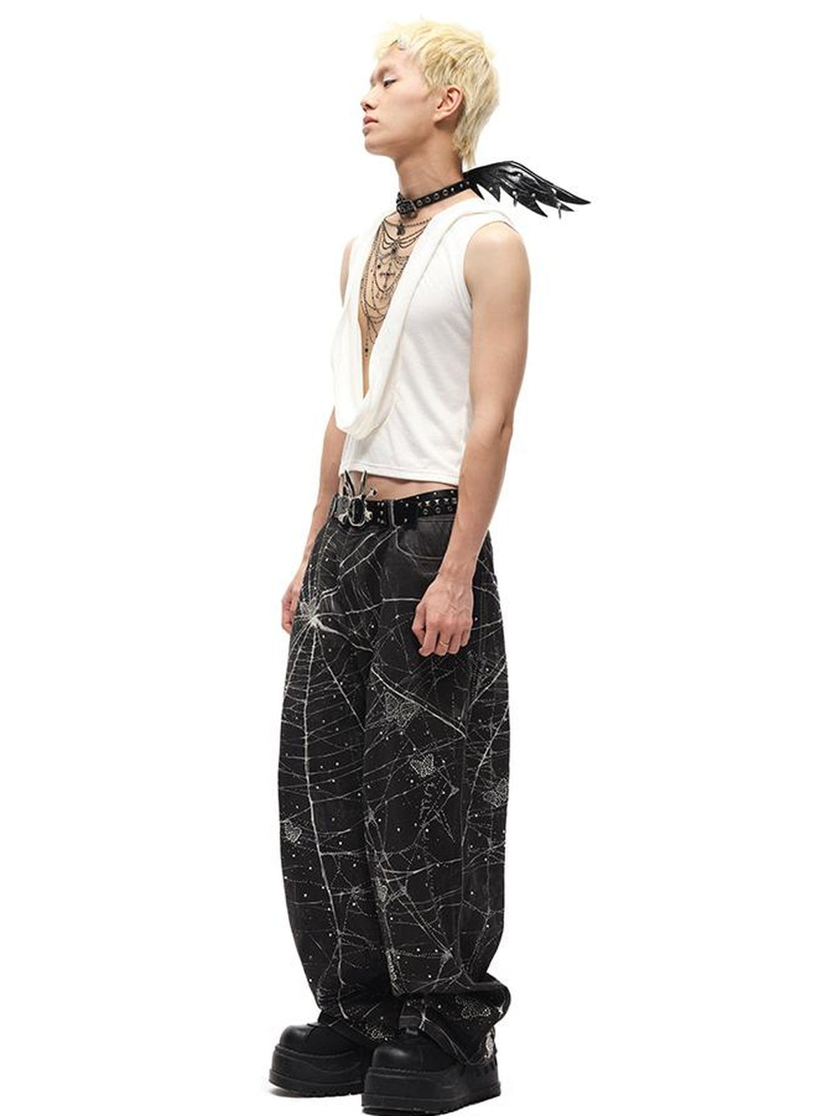 Spider Butterfly Rhinestone Denim Jeans