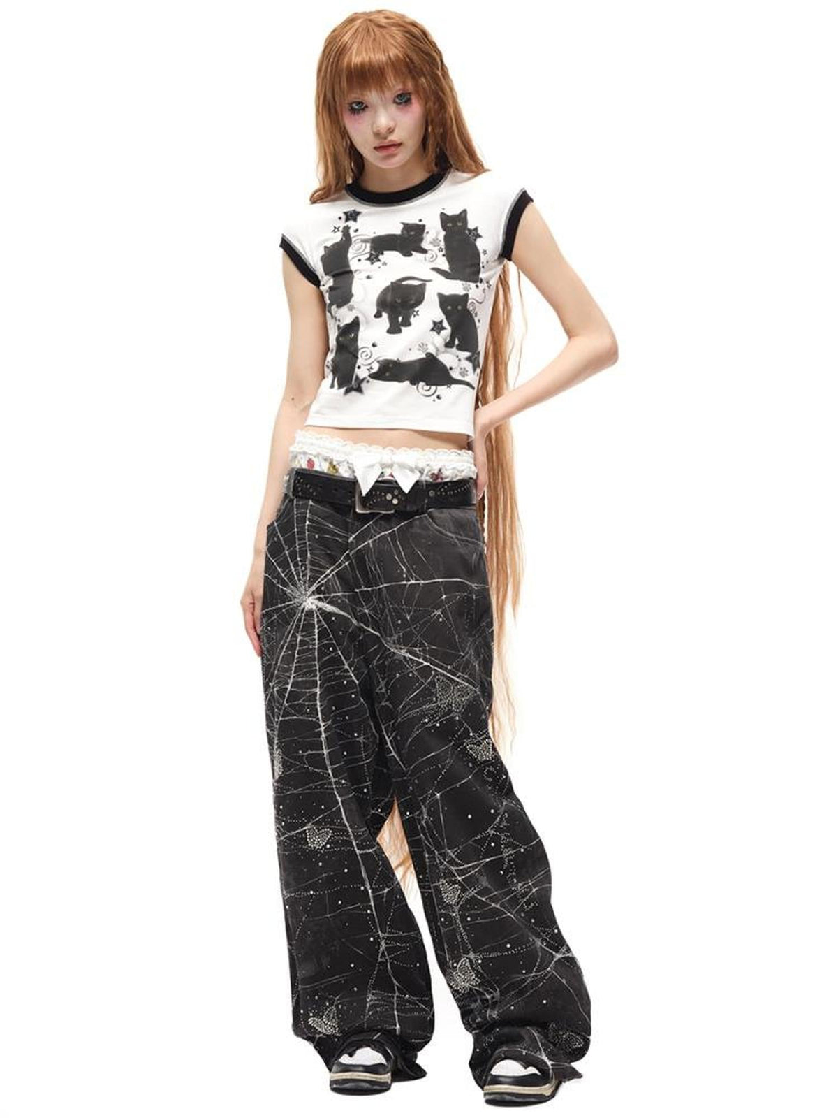 Spider Butterfly Rhinestone Denim Jeans