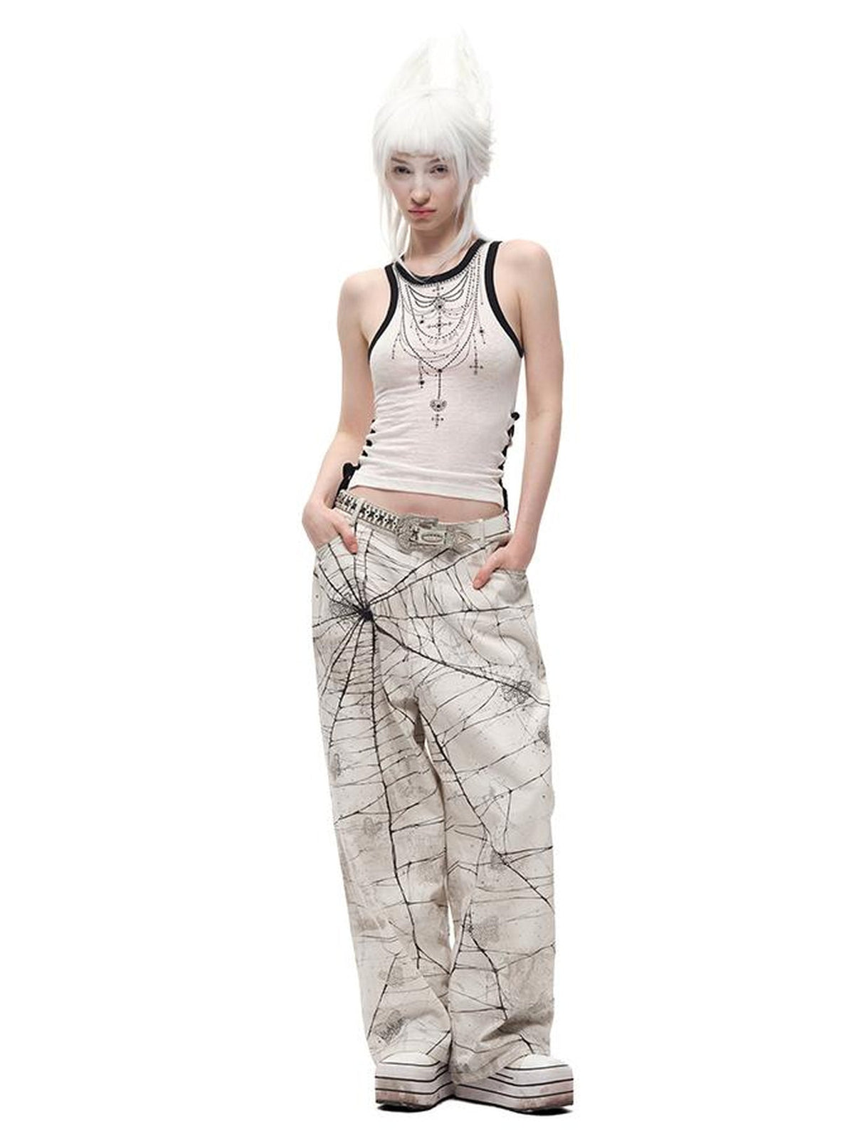 Spider Butterfly Rhinestone Denim Jeans