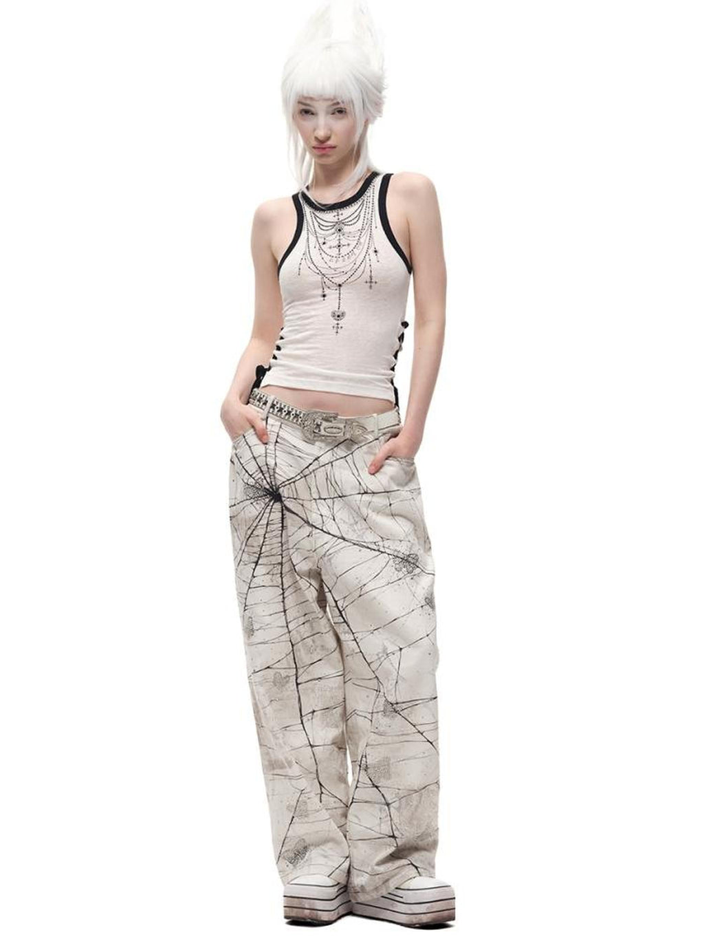 Spider Butterfly Rhinestone Denim Jeans
