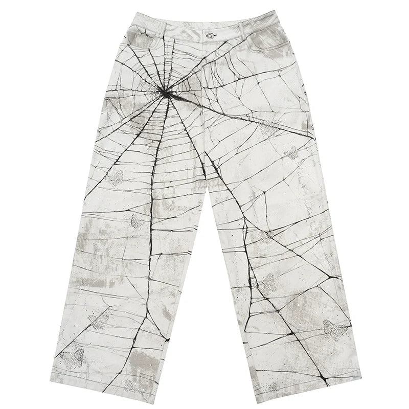 Spider Butterfly Rhinestone Denim Jeans