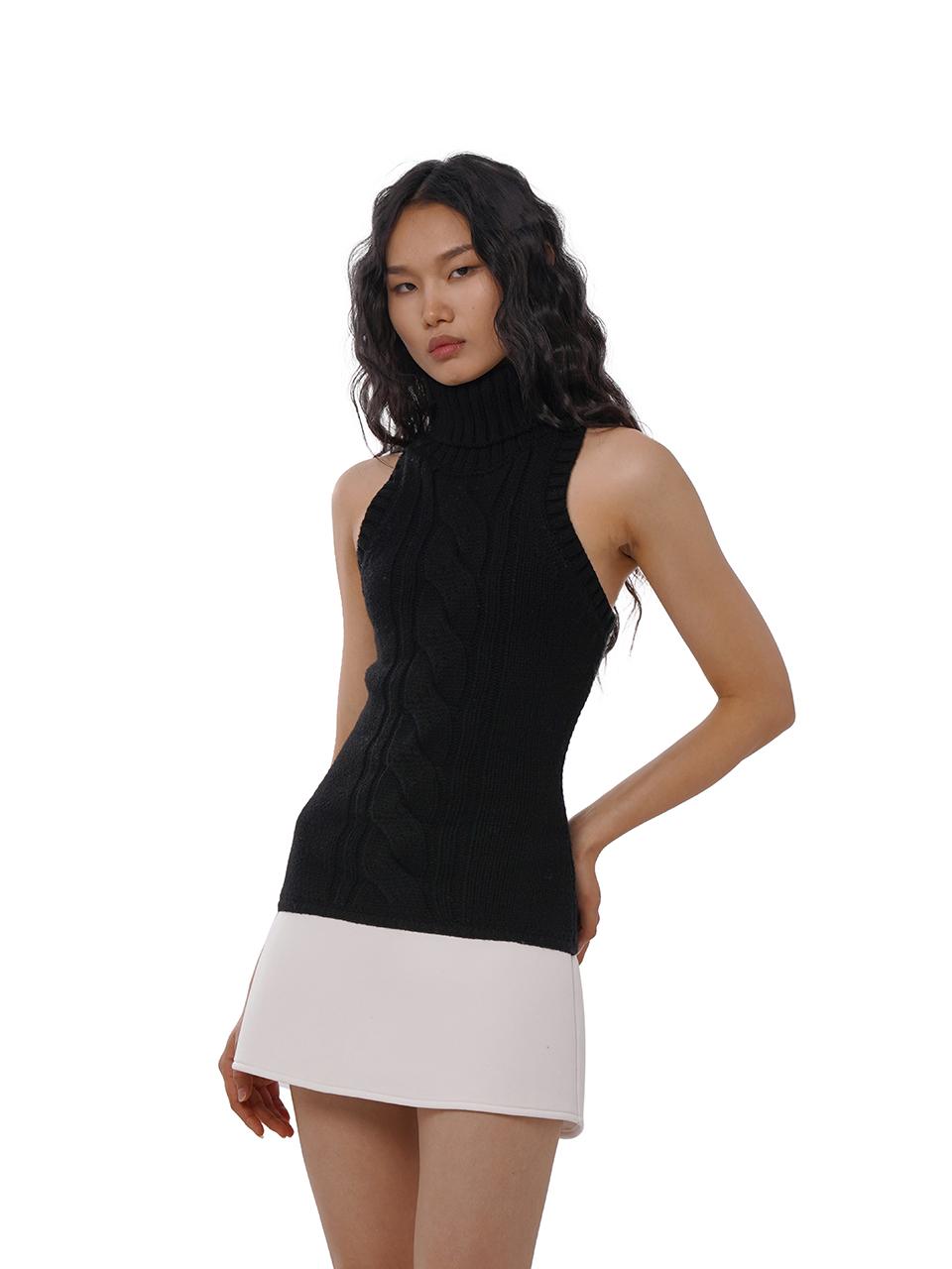 Chunky Knit Cable High Neck Sweater Dress