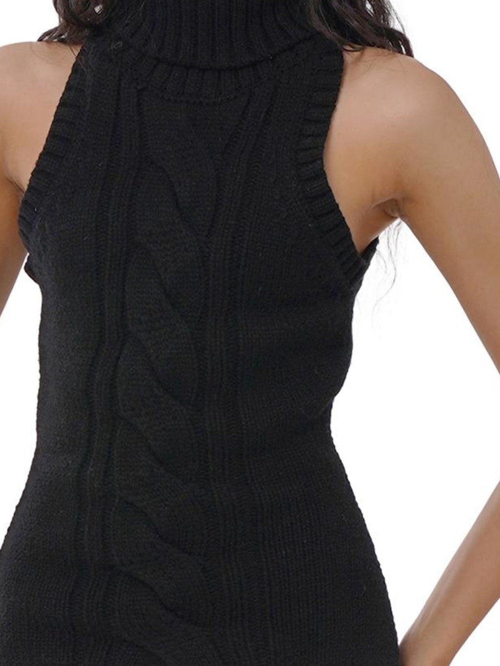 Chunky Knit Cable High Neck Sweater Dress