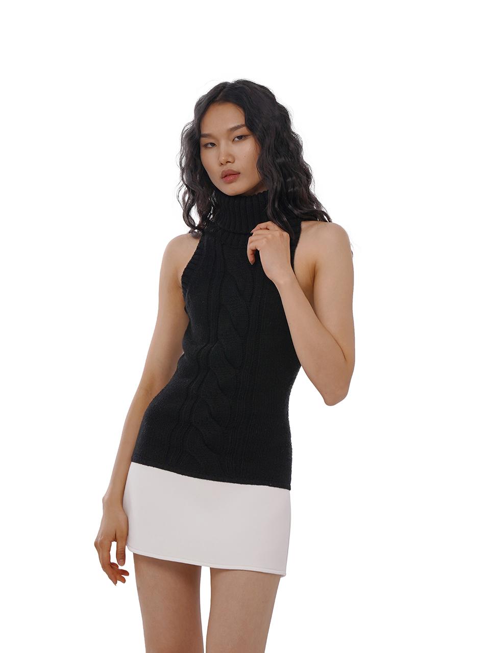 Chunky Knit Cable High Neck Sweater Dress