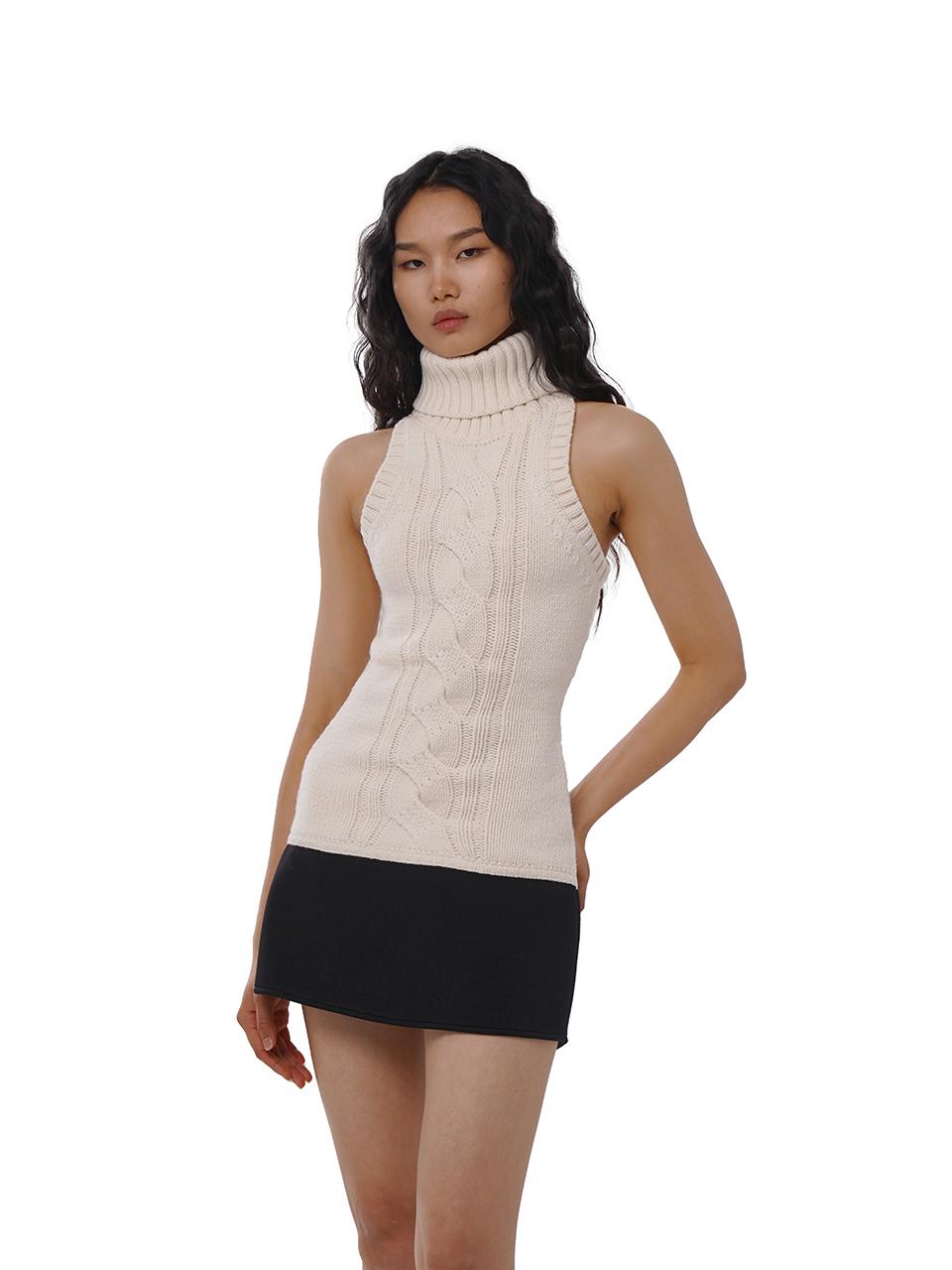 Chunky Knit Cable High Neck Sweater Dress