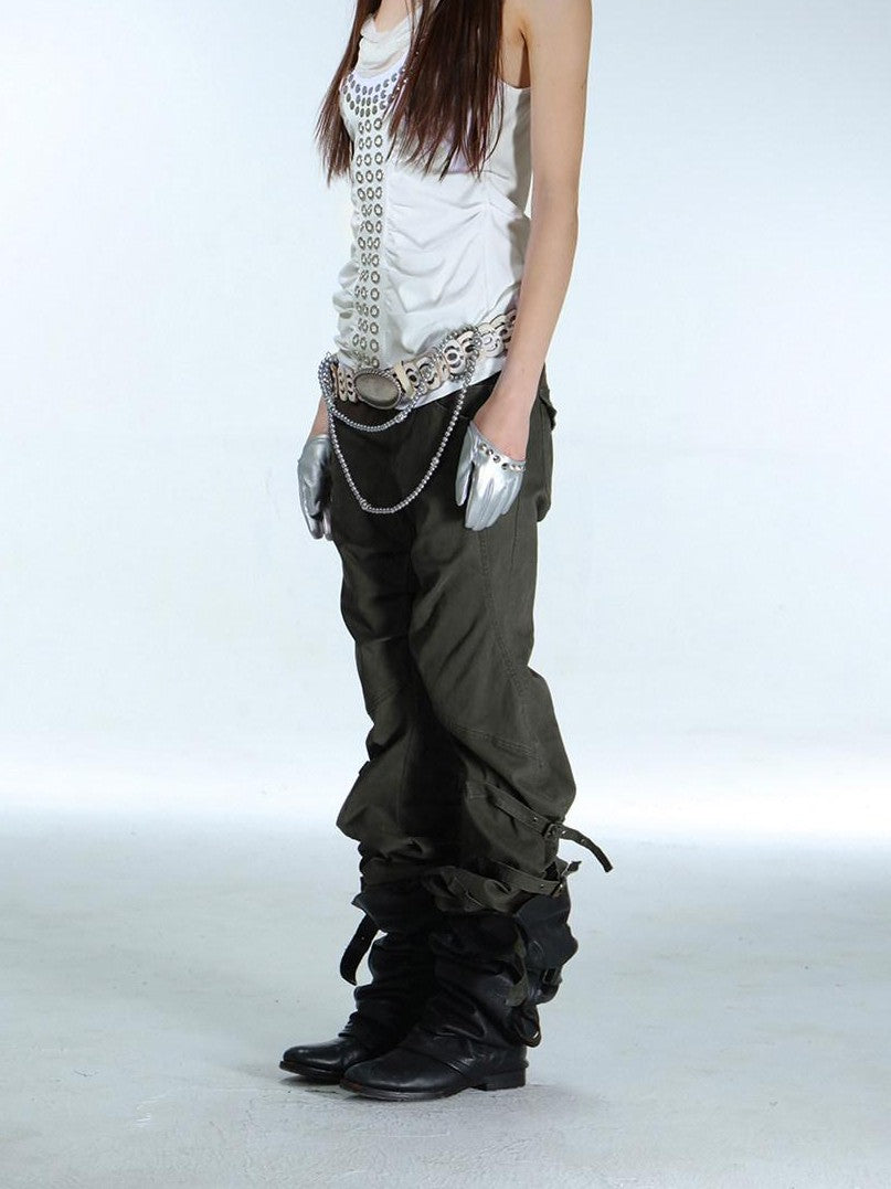 Armor Inspired Studded Ruched Hooded Racerback Slim Women'S Lyocell Tank Tops