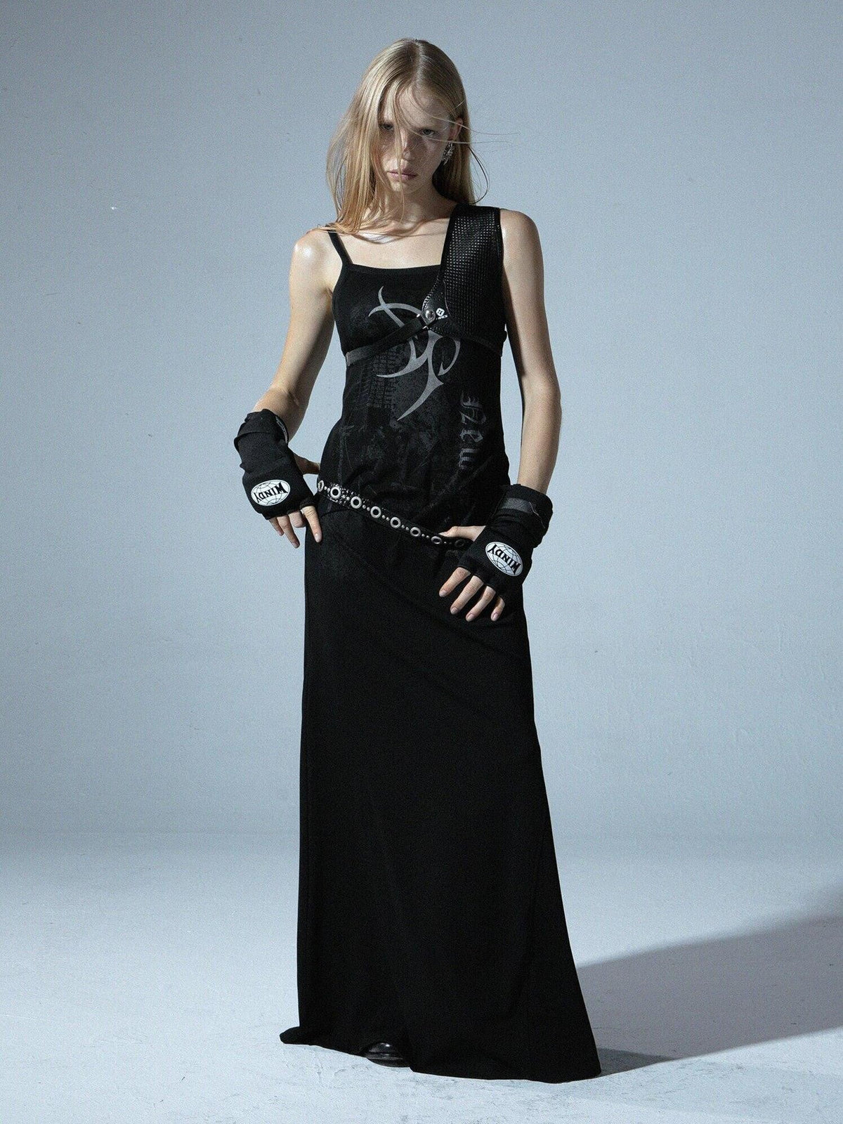Asymmetrical Printed Knit Cinched Waist Women'S Cotton Slip Maxi Dresses