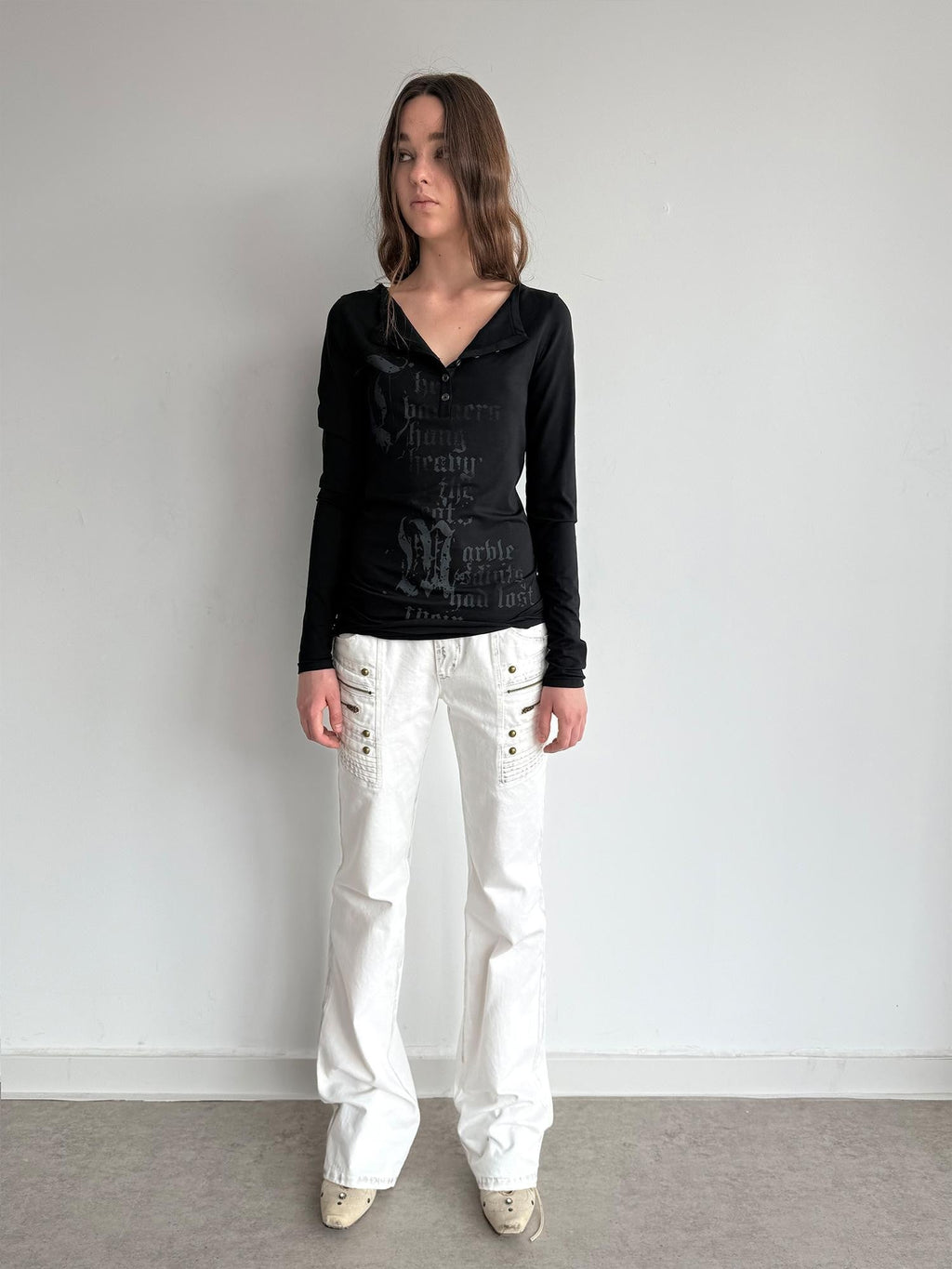 Distressed Washed Low-rise 3d Seam White Women's Cotton Straight-leg Jeans