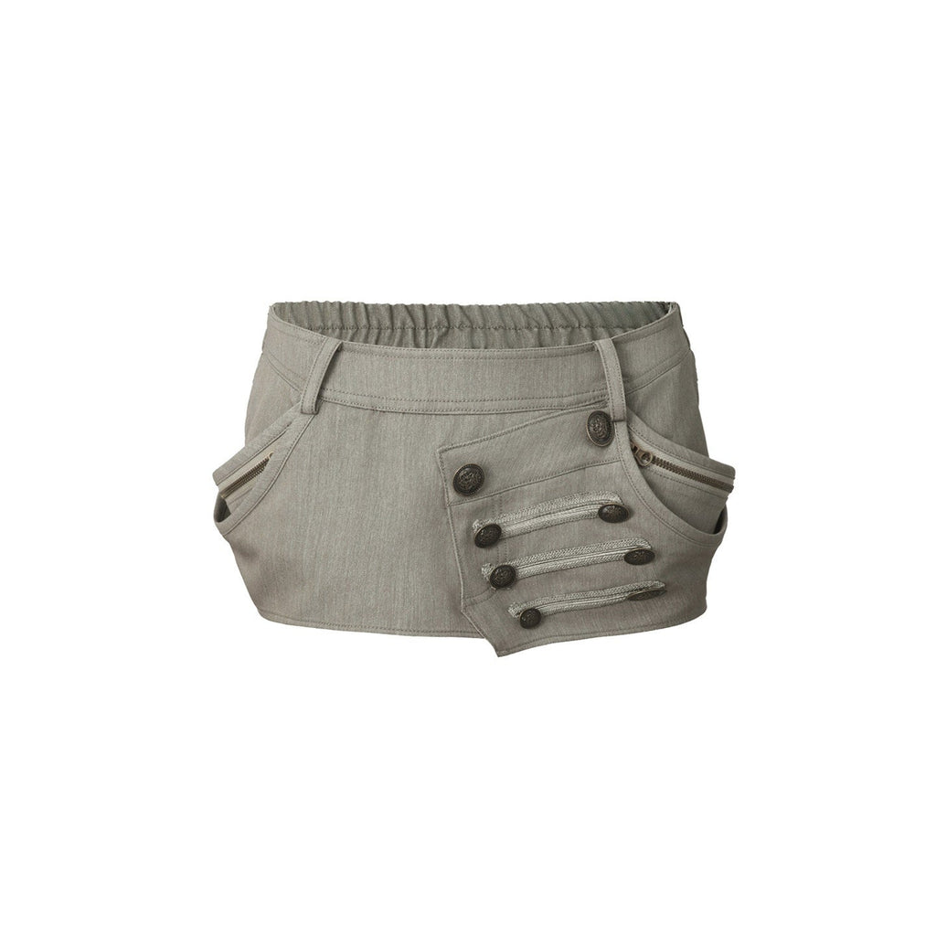 Pumpkin Puff Structured Asymmetrical Metal Buckle Workwear Women'S Mini Skirts