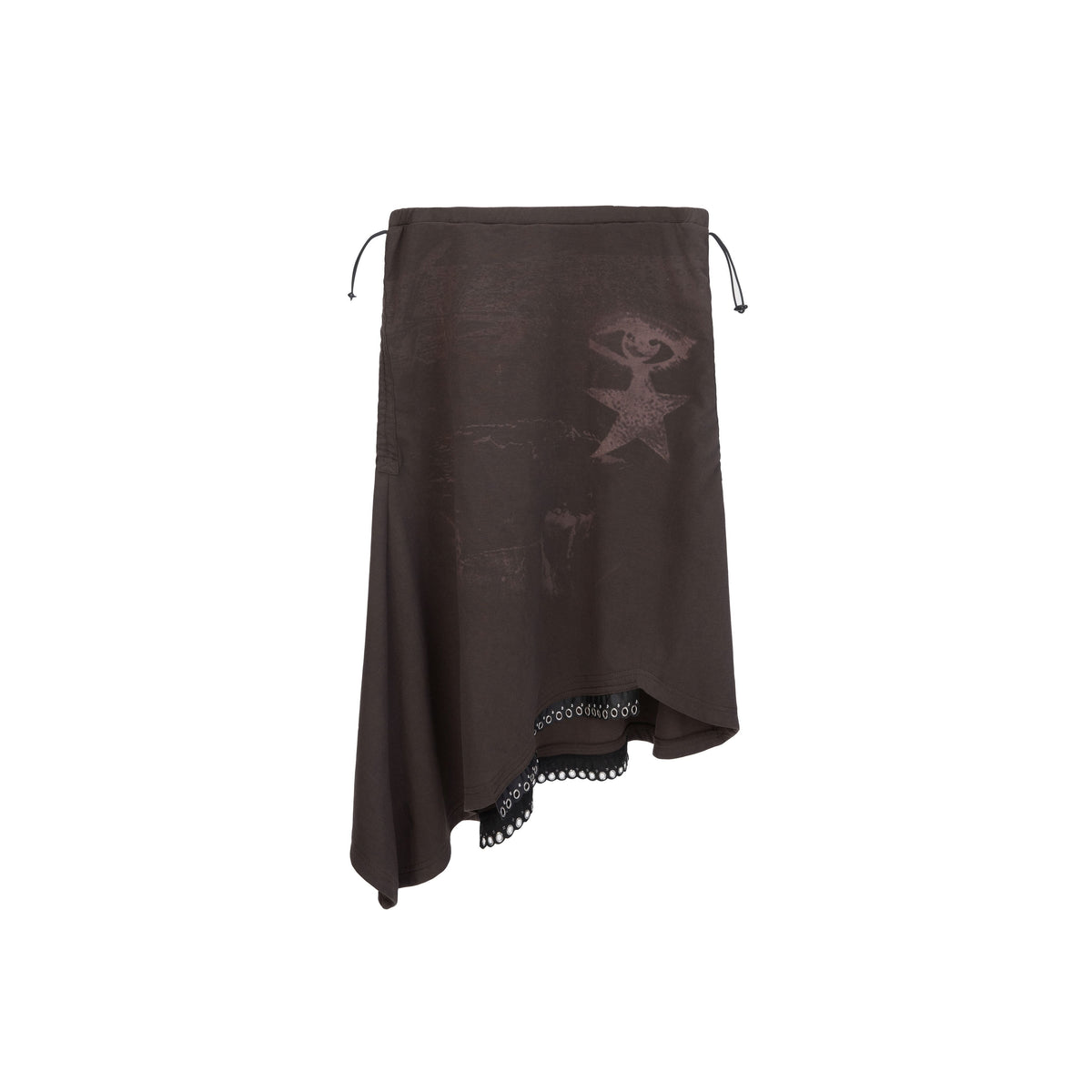 Punk Print Asymmetric Adjustable Low Waist Women'S Cotton Blend Midi Skirts