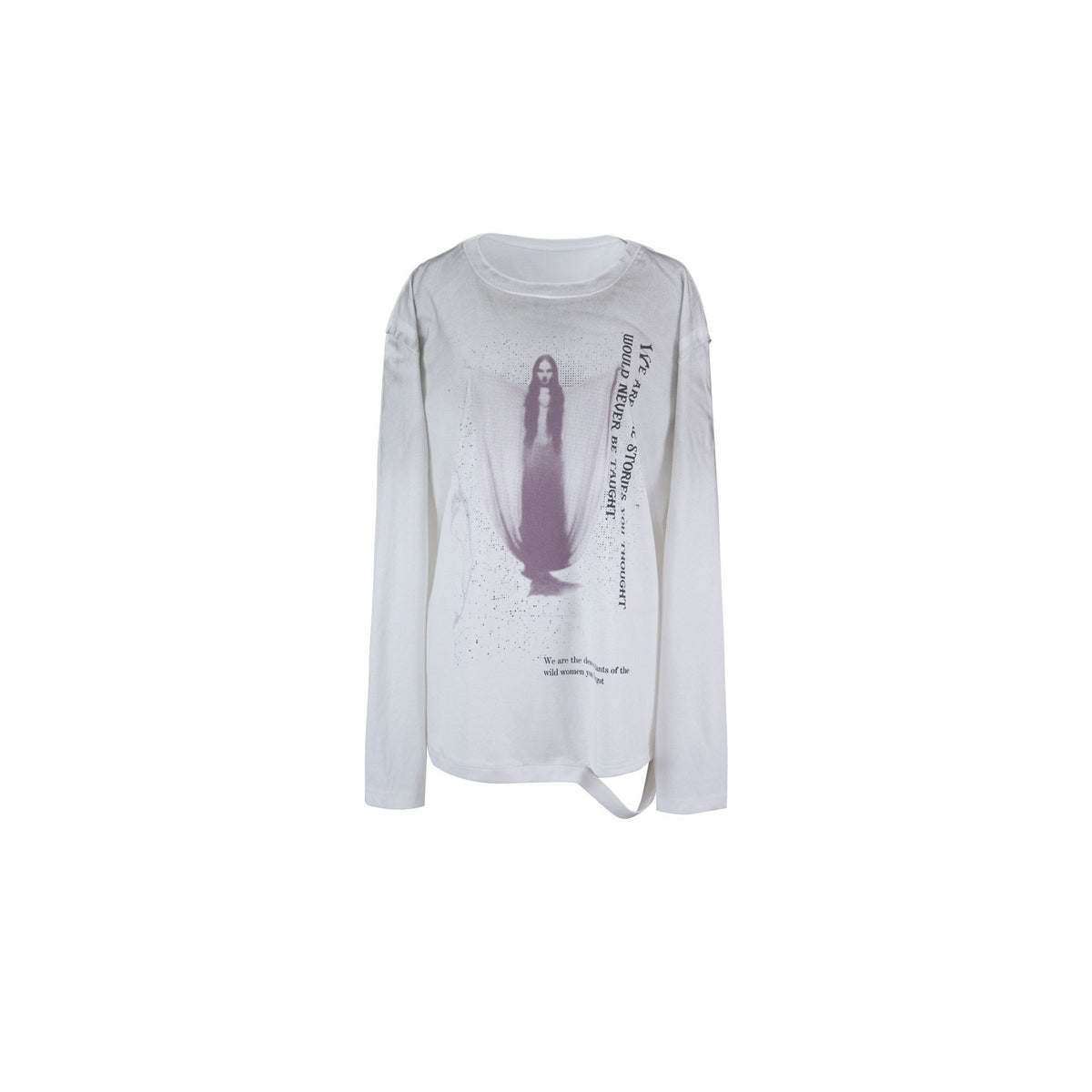Retro Maroon Distressed Handpainted Print Women'S Cotton Long Sleeve T-Shirts
